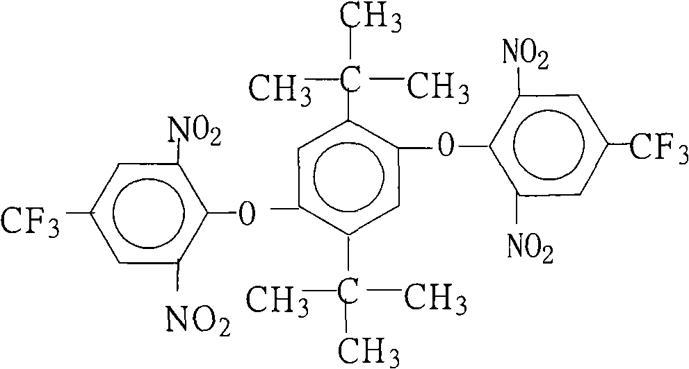 Method for preparing 1,4-bis(2,6-di-nitryl-4-trifluoromethyl phenoxy)-2,5 bi-utylbenzene