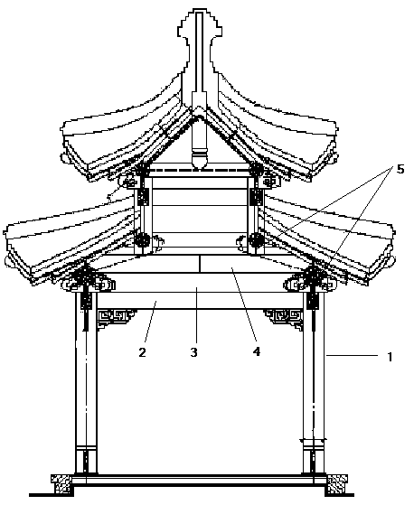 Construction method for archaizing square pavilion