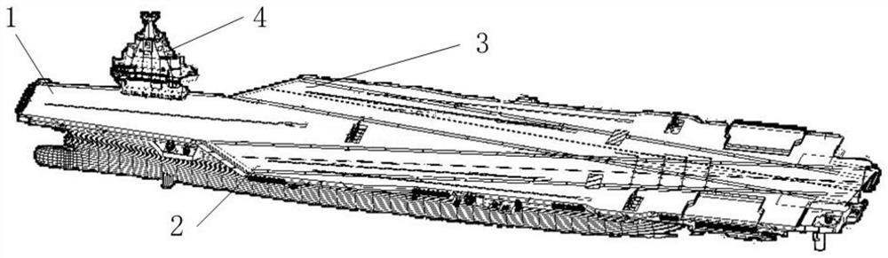 Deck layout structure of aircraft carrier