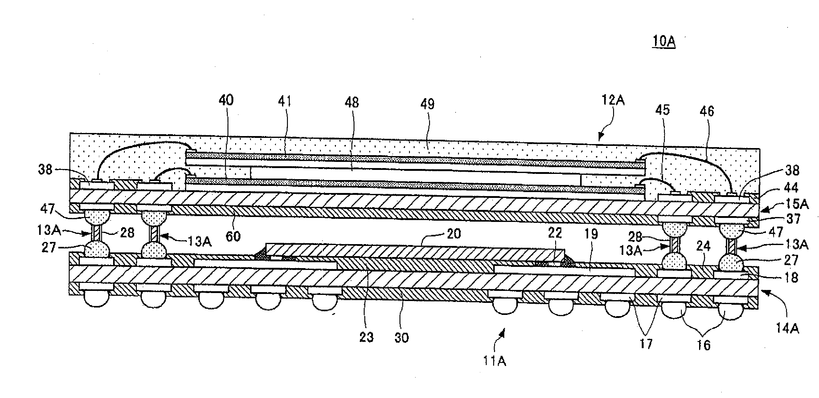 Stacked package and method for manufacturing the package