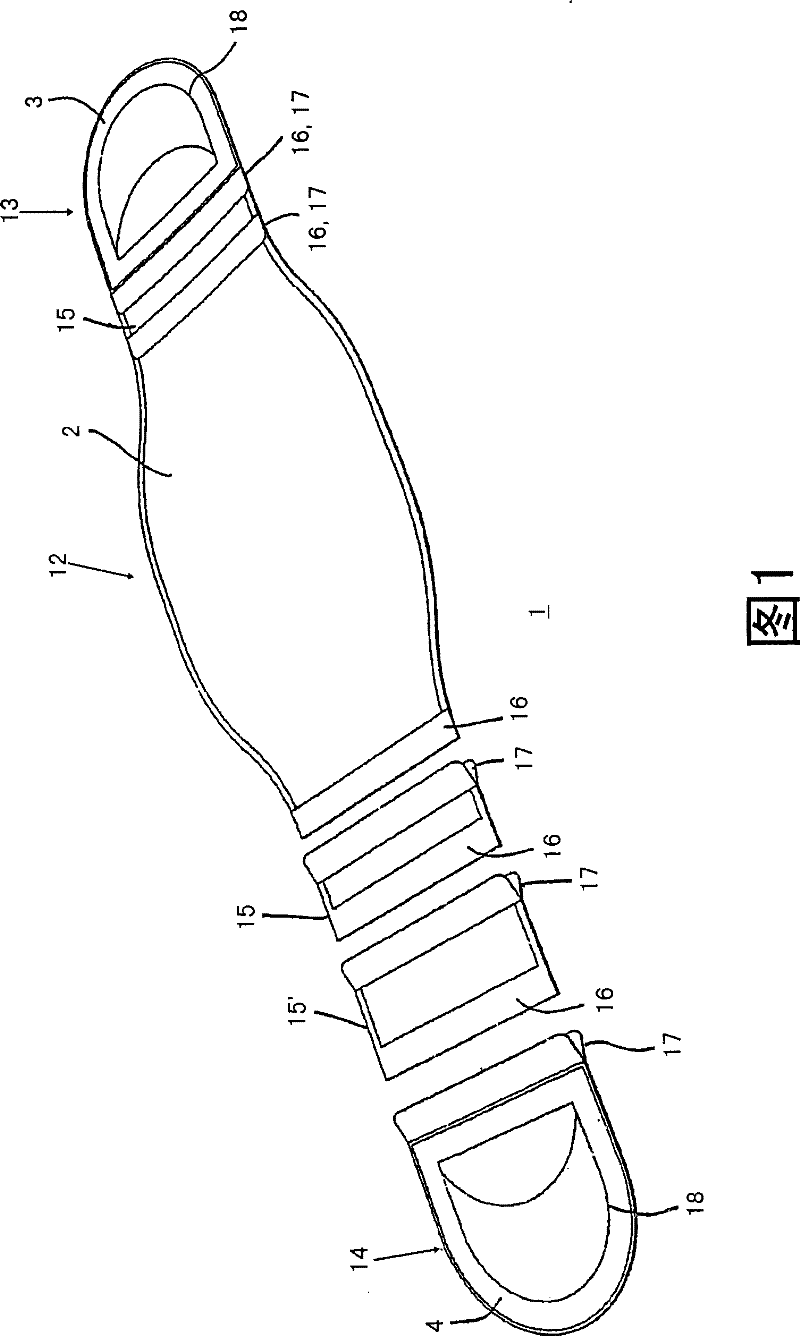 Bandage as a supporting element of an orthosis