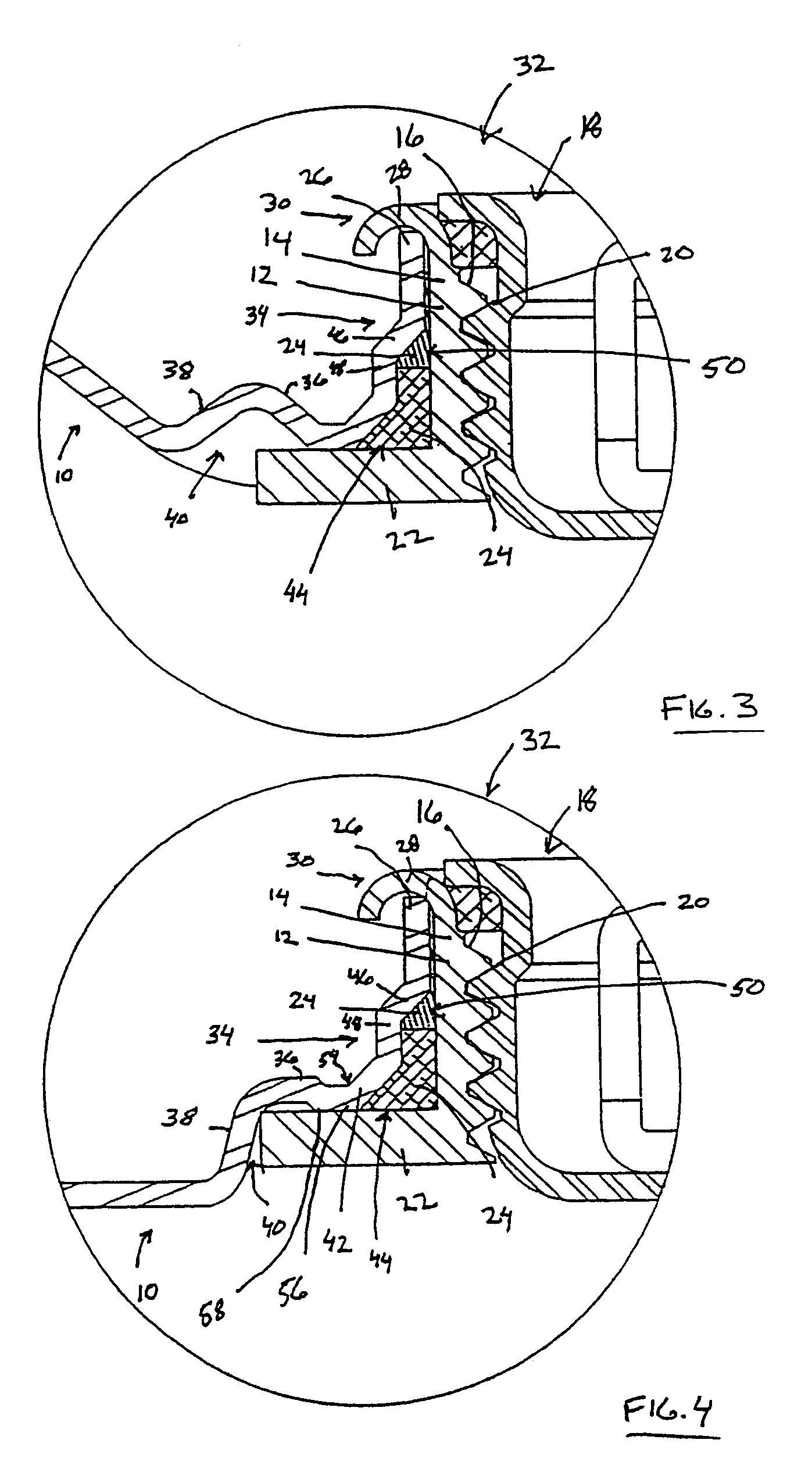Container and method for preventing leakage therefrom through isolating deformation in the container