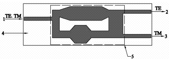 Terahertz wave polarization beam splitter with trapezoidal structures loaded on borders