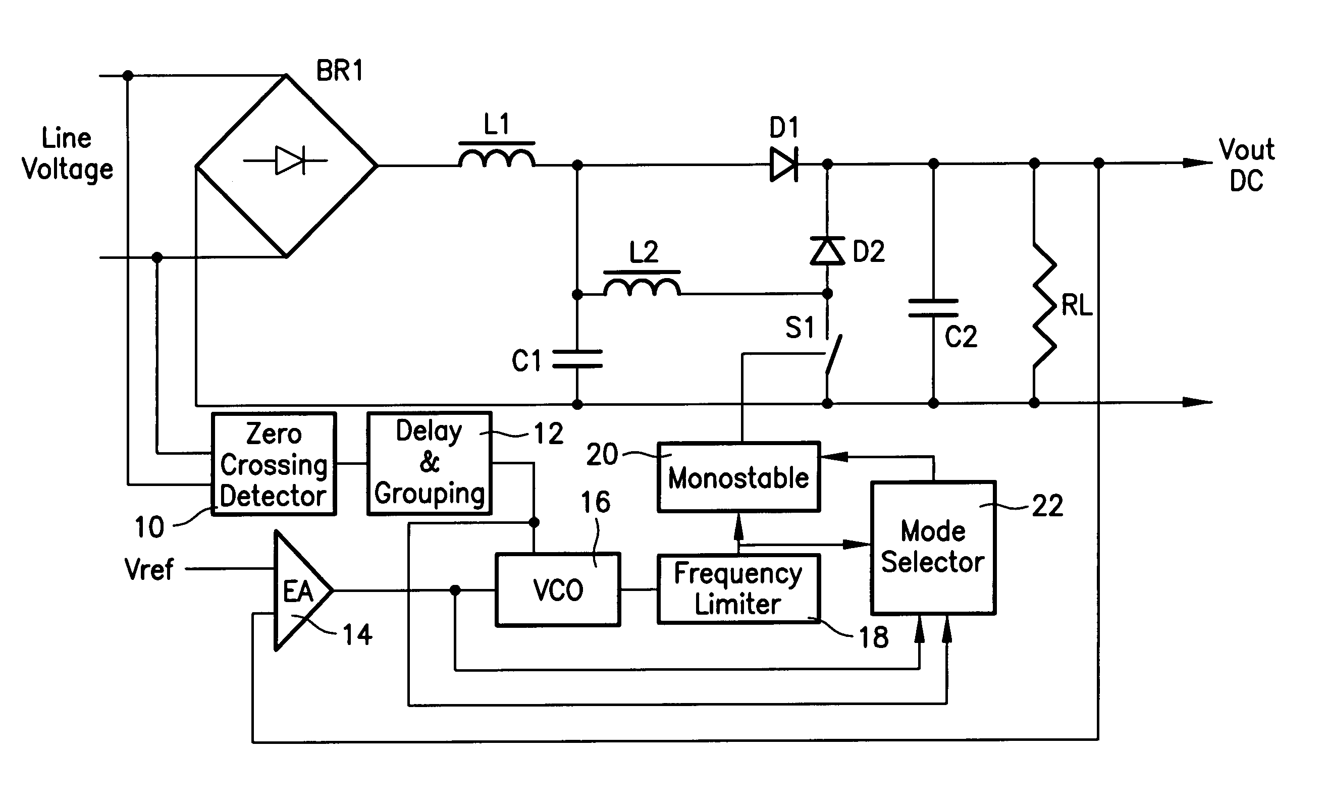 Low switching frequency power factor correction circuit