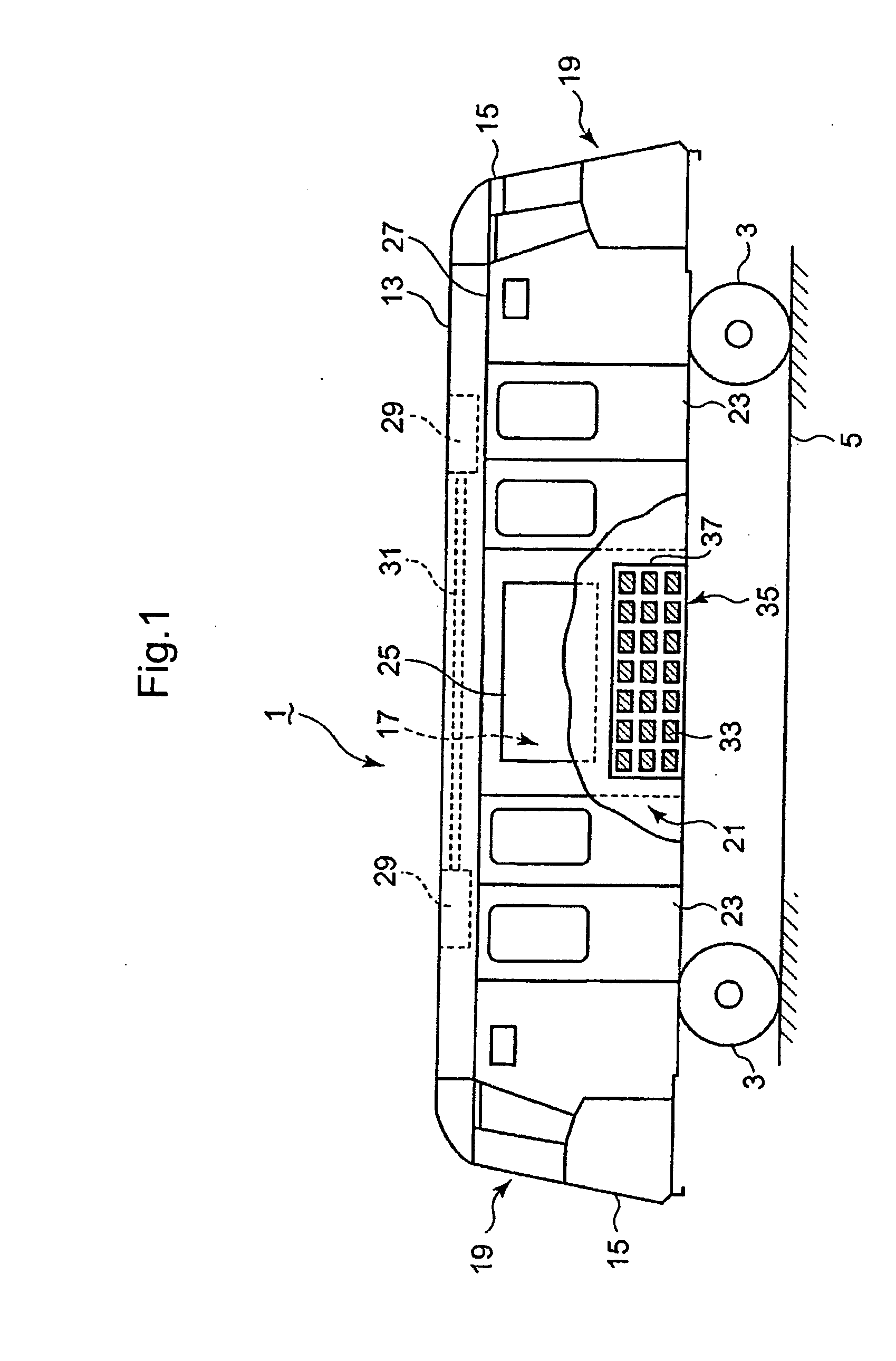 Structure for mounting batteries in guideway electric vehicle