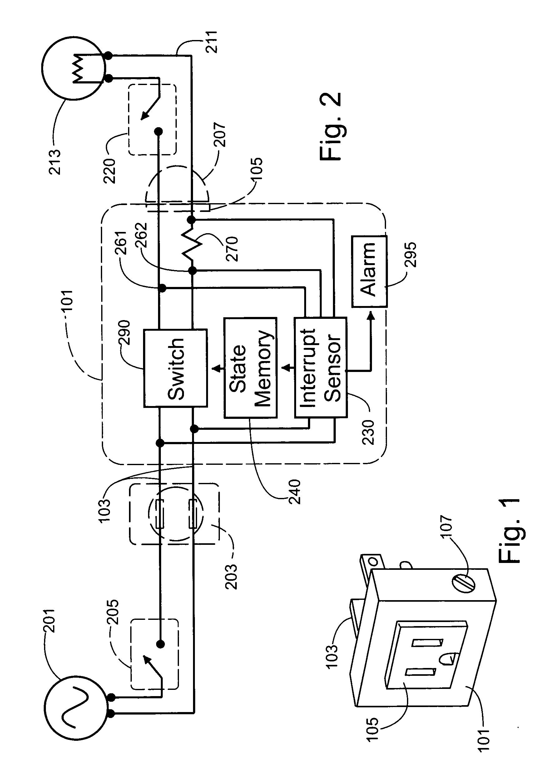 Control circuit for turning a device on or off using a conventional wall switch or a device switch
