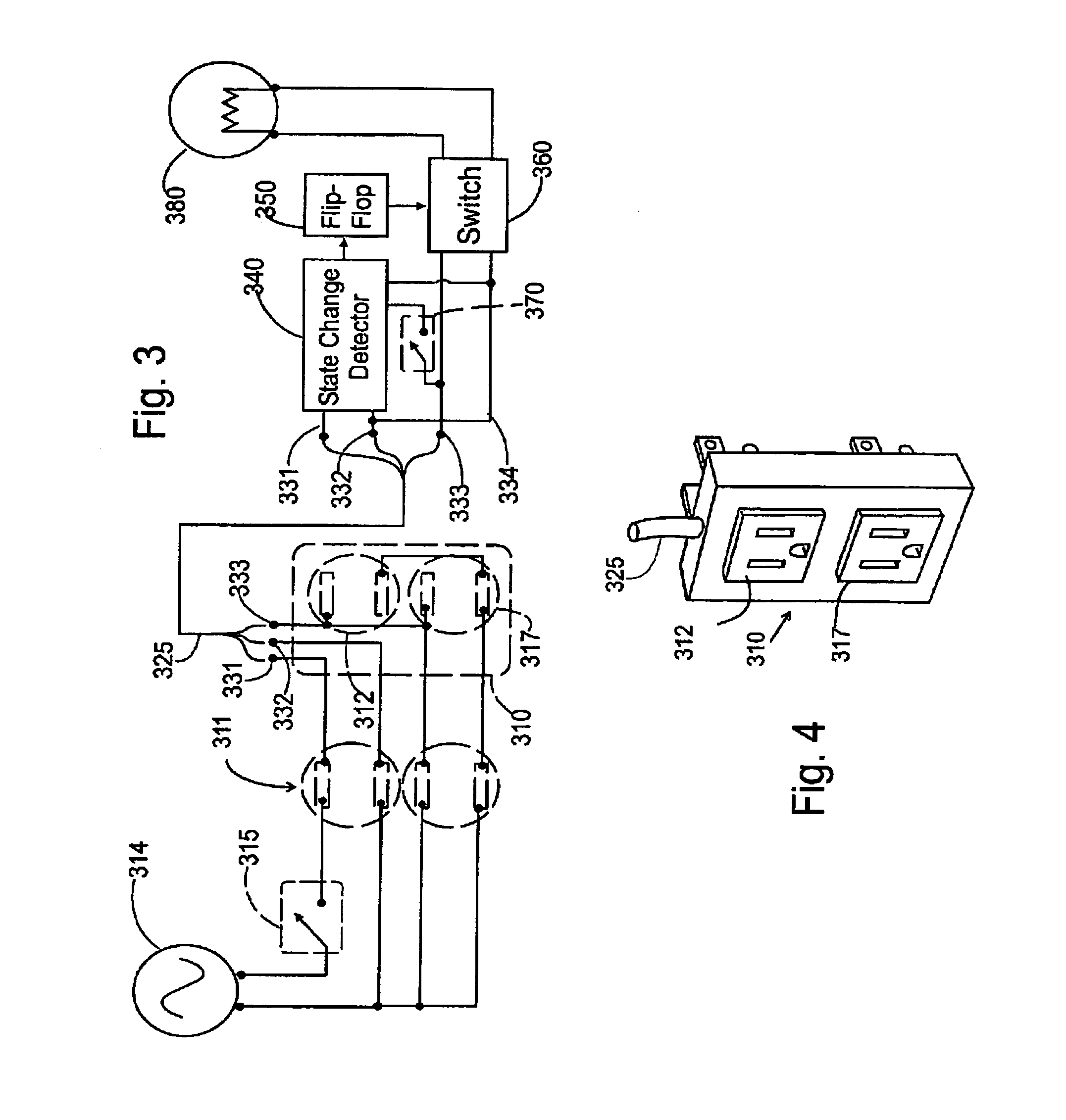 Control circuit for turning a device on or off using a conventional wall switch or a device switch