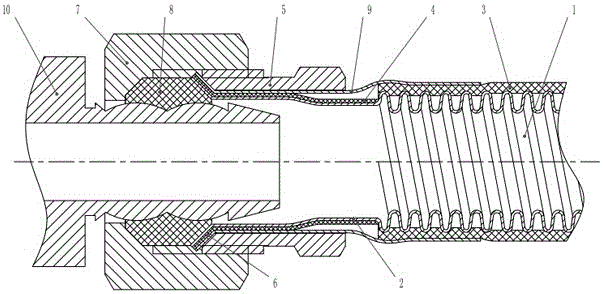 Joint connecting device of corrugated stainless steel hose for connection of gas appliance