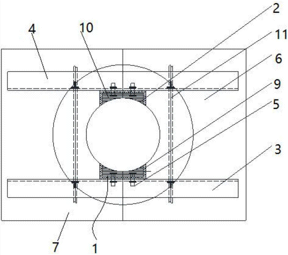 Assembled formwork support device for sealing of piping reserved openings