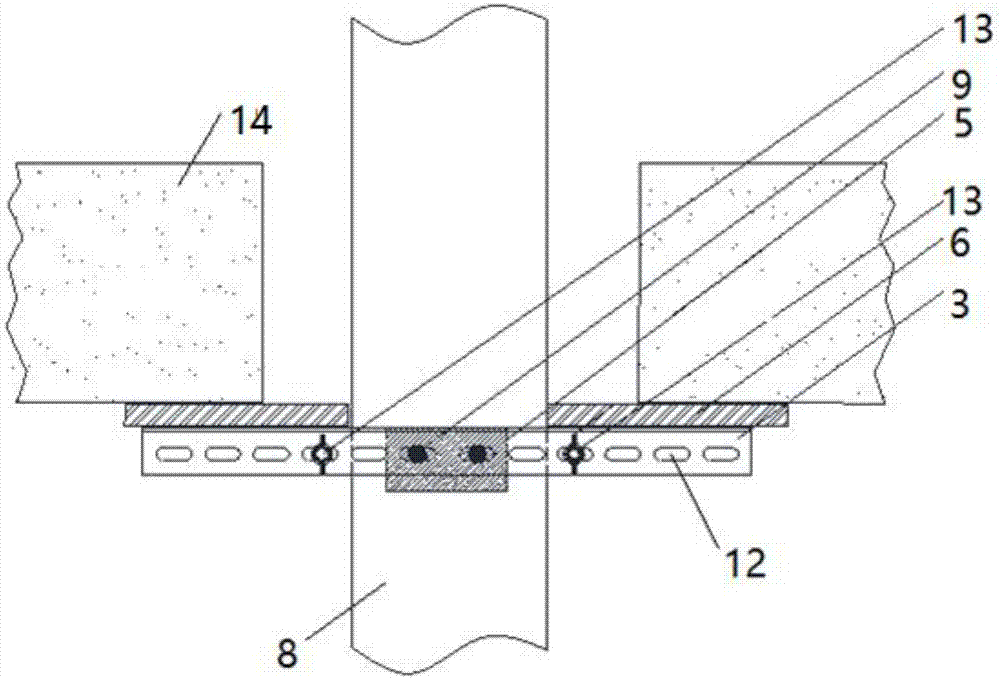 Assembled formwork support device for sealing of piping reserved openings