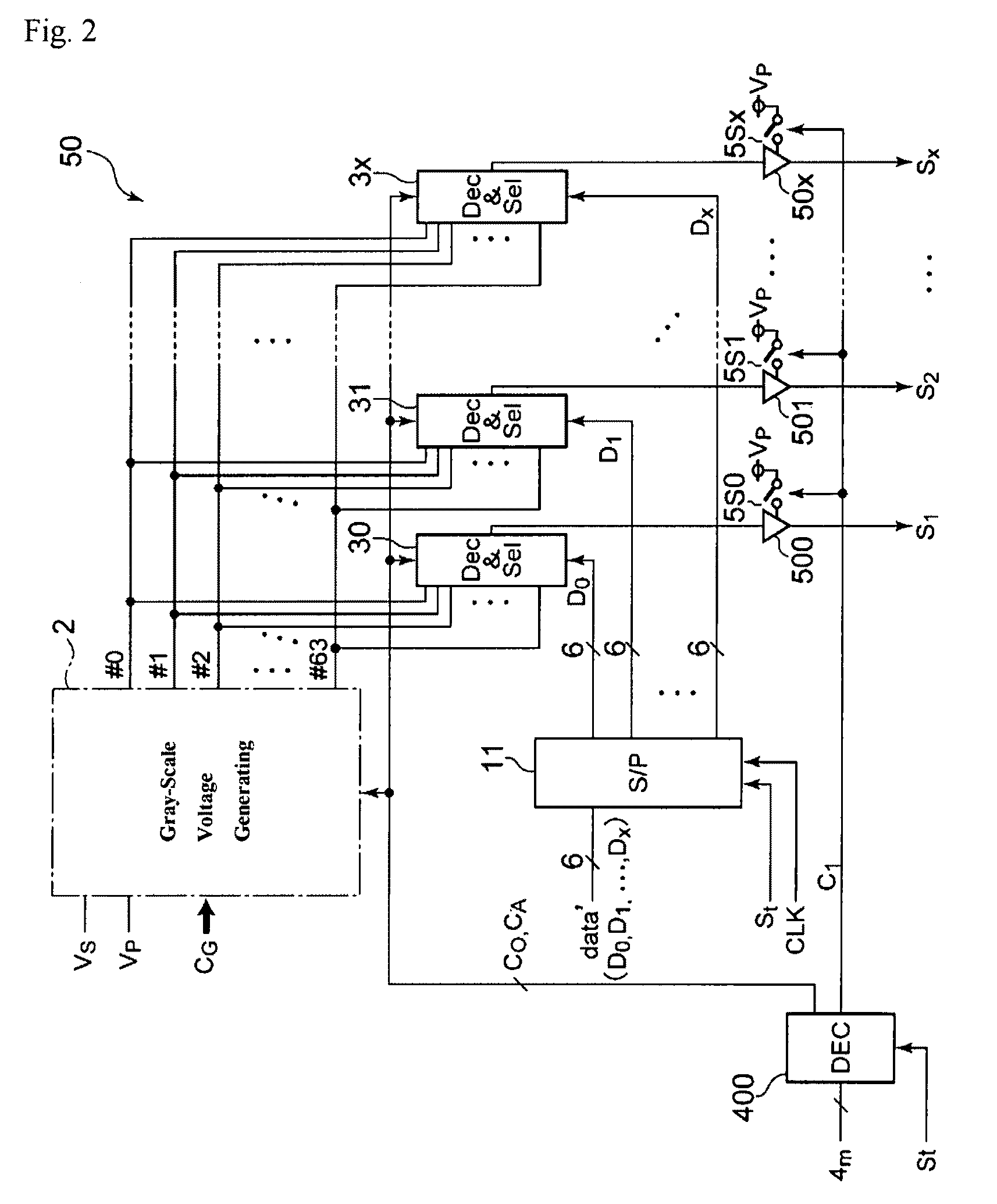 Matrix addressing method and circuitry and display device using the same