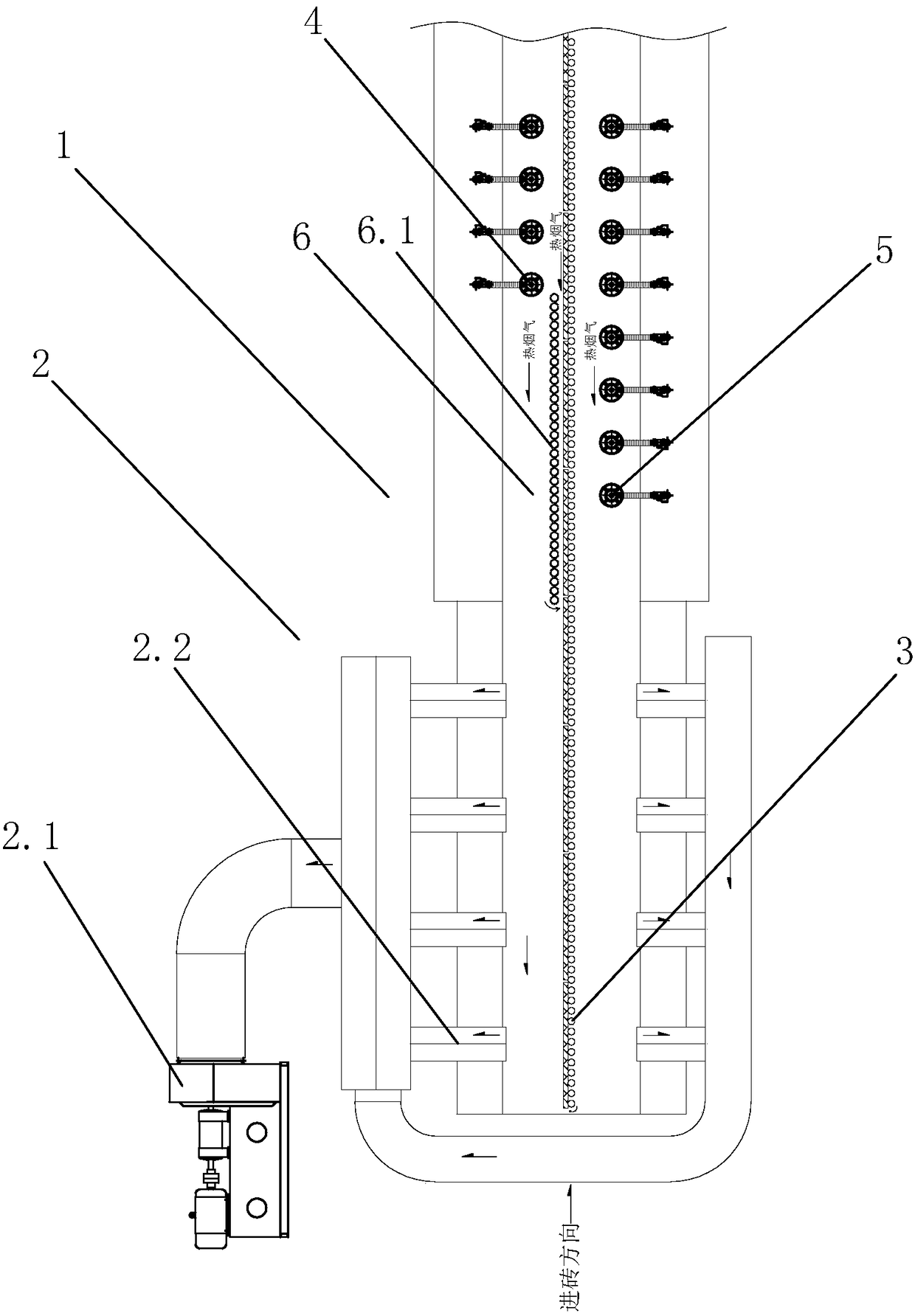 A wall and floor tile roller kiln for correcting convective heat transfer of adobe products