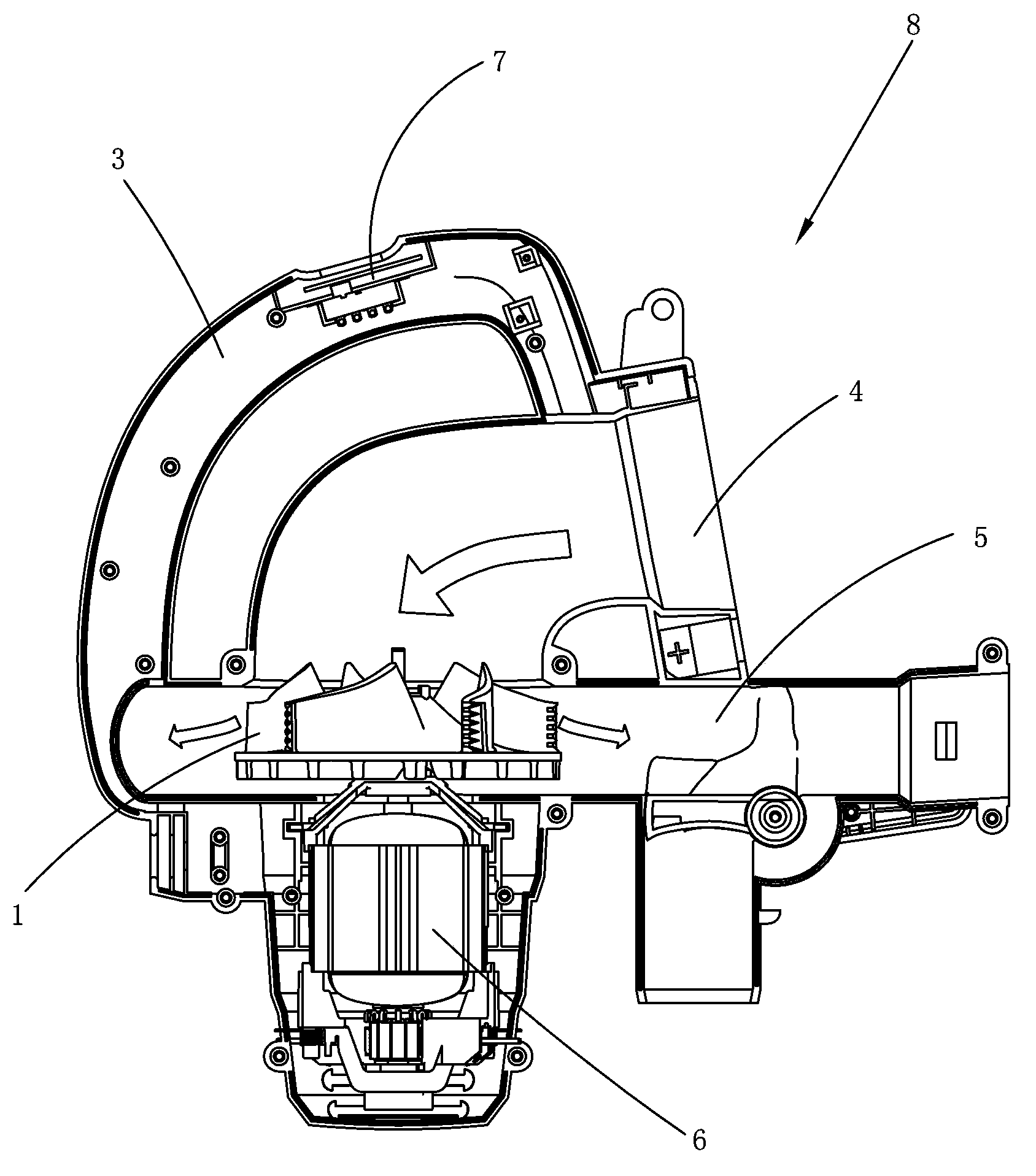 Centrifugal type impeller and blowing and sucking device comprising centrifugal type impeller