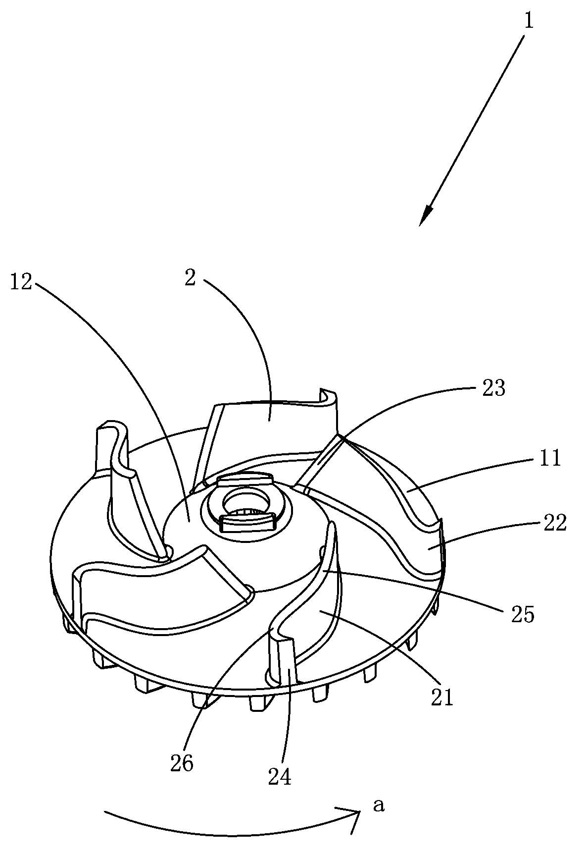 Centrifugal type impeller and blowing and sucking device comprising centrifugal type impeller
