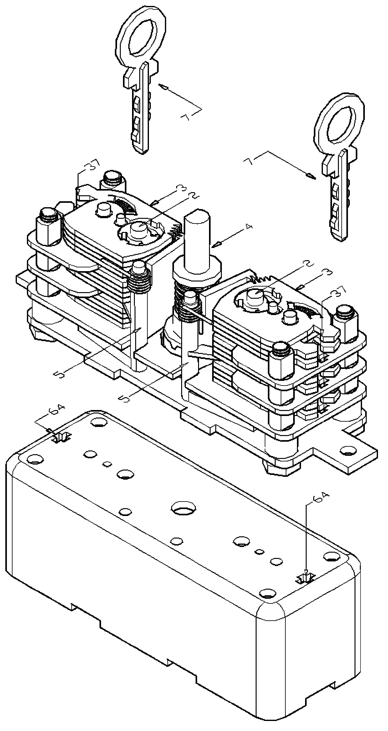 Lock cylinder reading key by blades