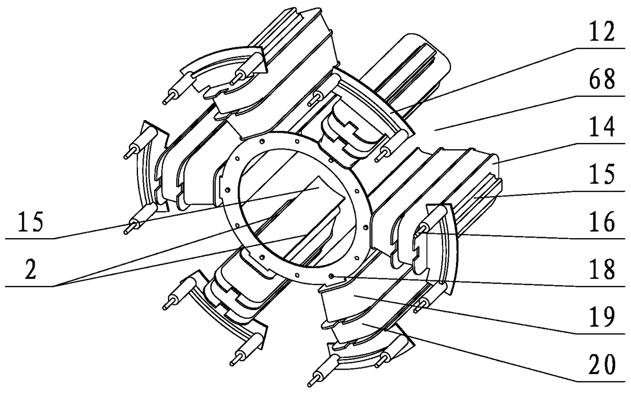 Magnetic pole spaced arrangement combined stator