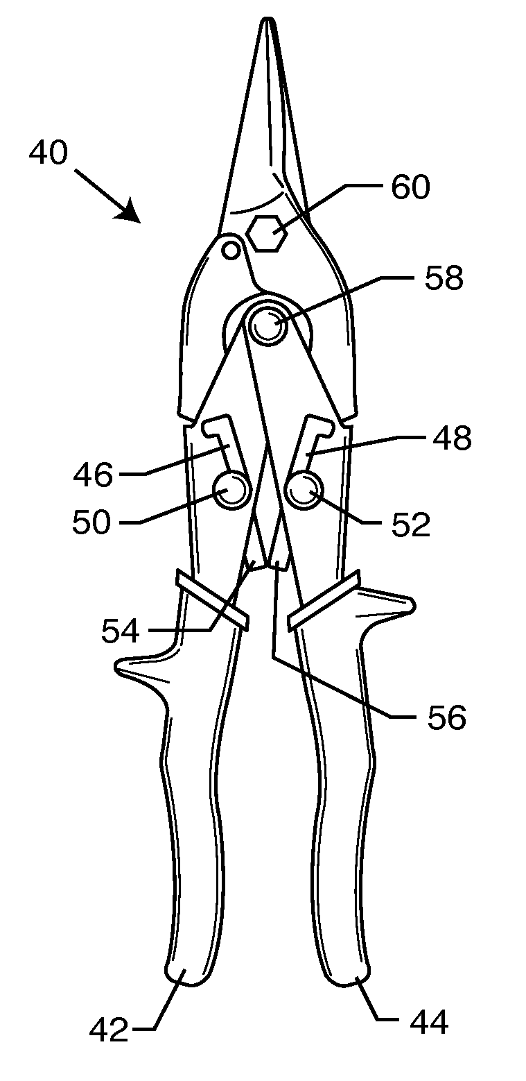Two-stage force multiplier tin snips