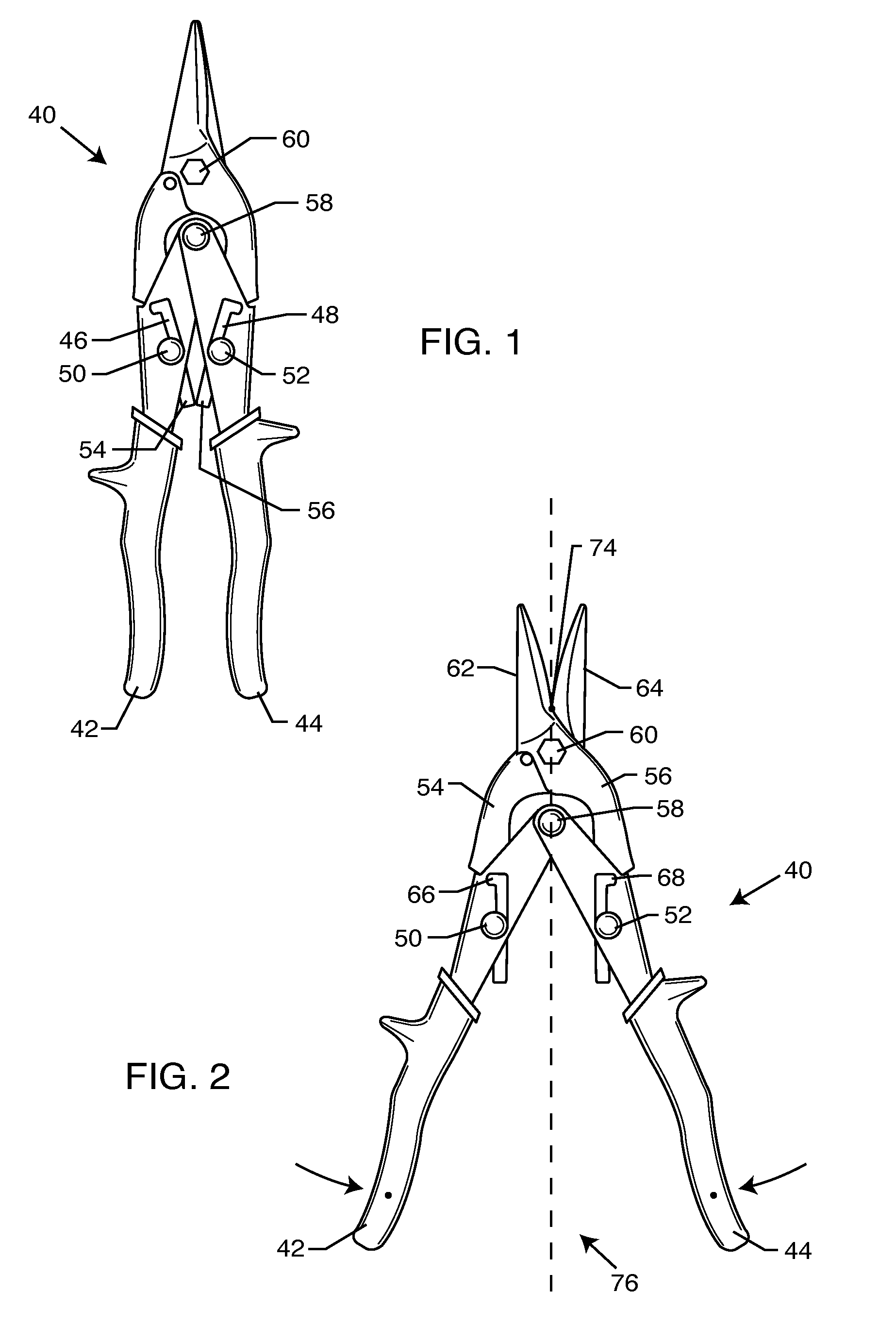 Two-stage force multiplier tin snips