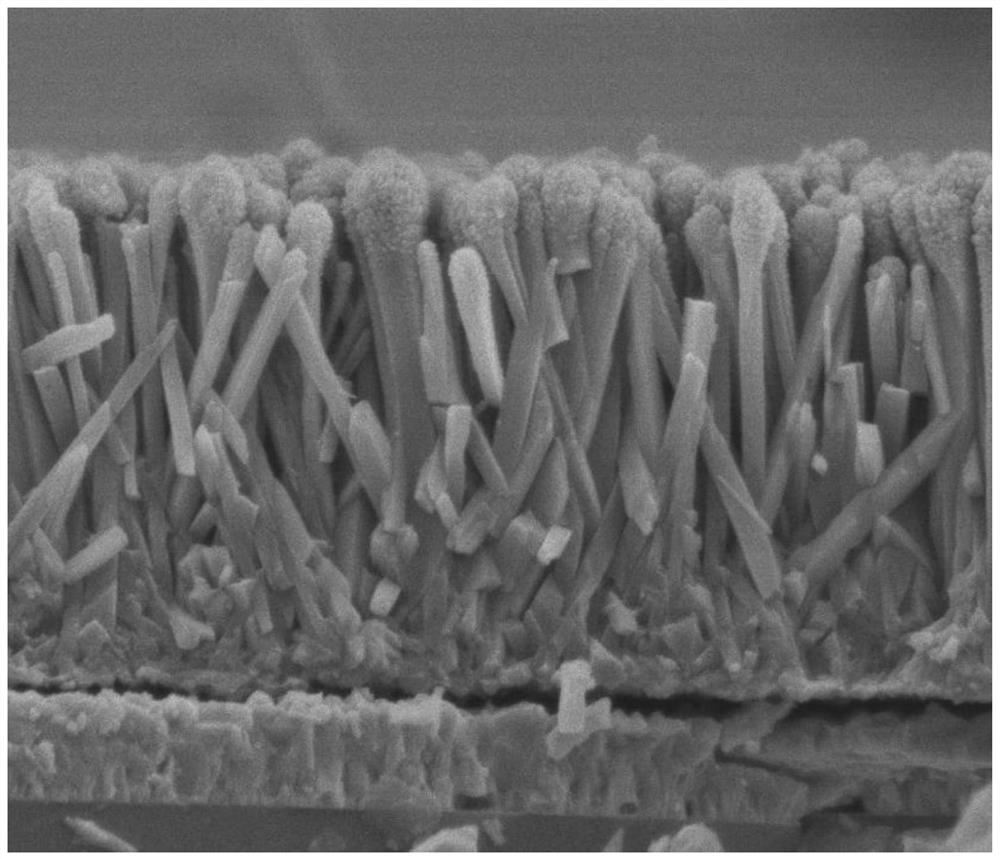 Zinc oxide/titanium oxide double-layer nanorod array heterojunction structure and preparation method thereof