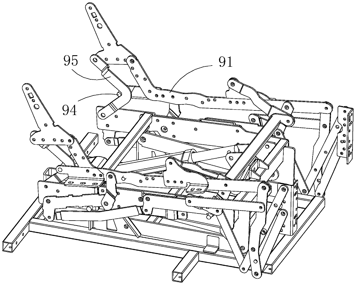 Electric sofa bracket suitable for improving self-locking space of seat frame and working method thereof