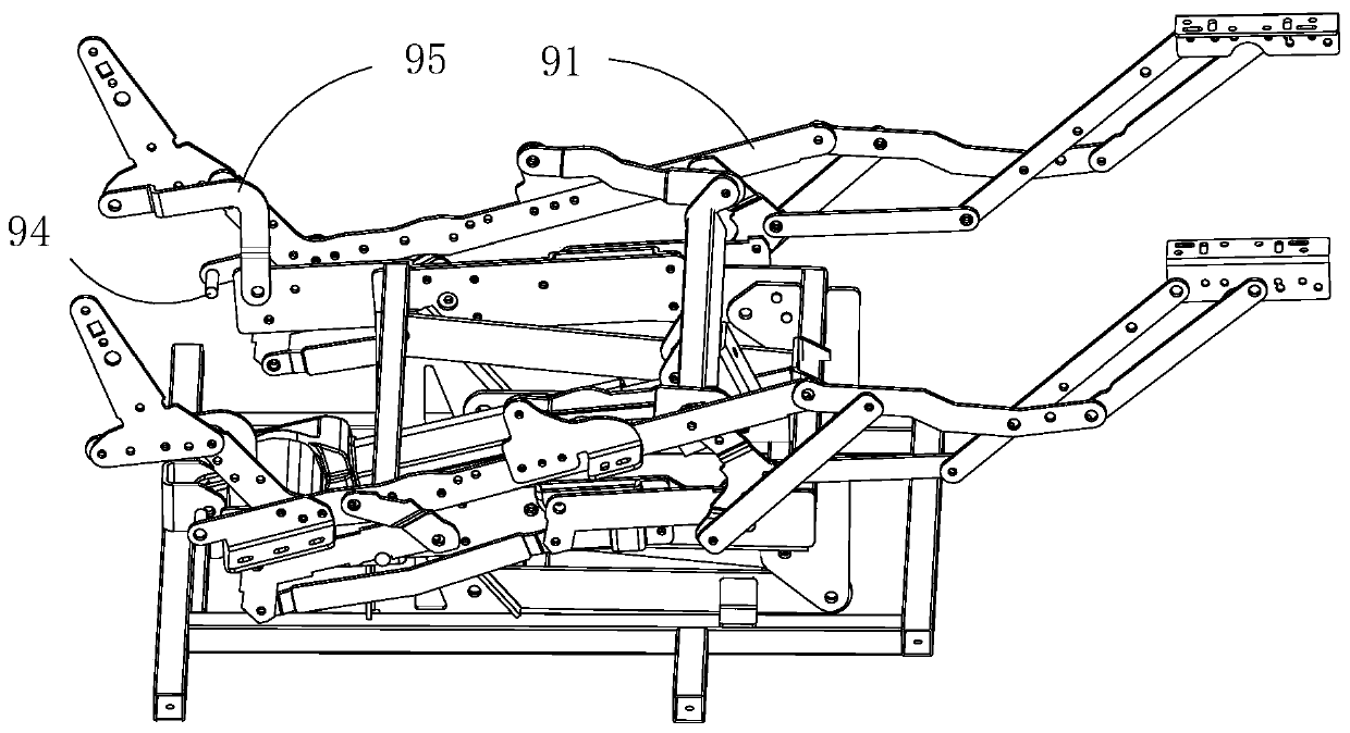 Electric sofa bracket suitable for improving self-locking space of seat frame and working method thereof