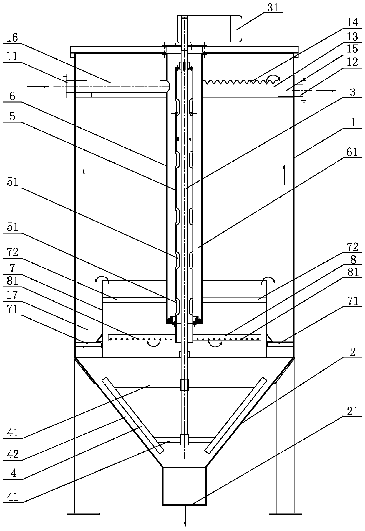 Improved vertical flow sedimentation tank