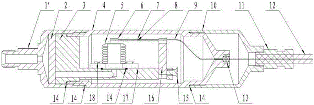 Fiber Bragg grating pressure sensor capable of monitoring positive and negative pressure and testing method