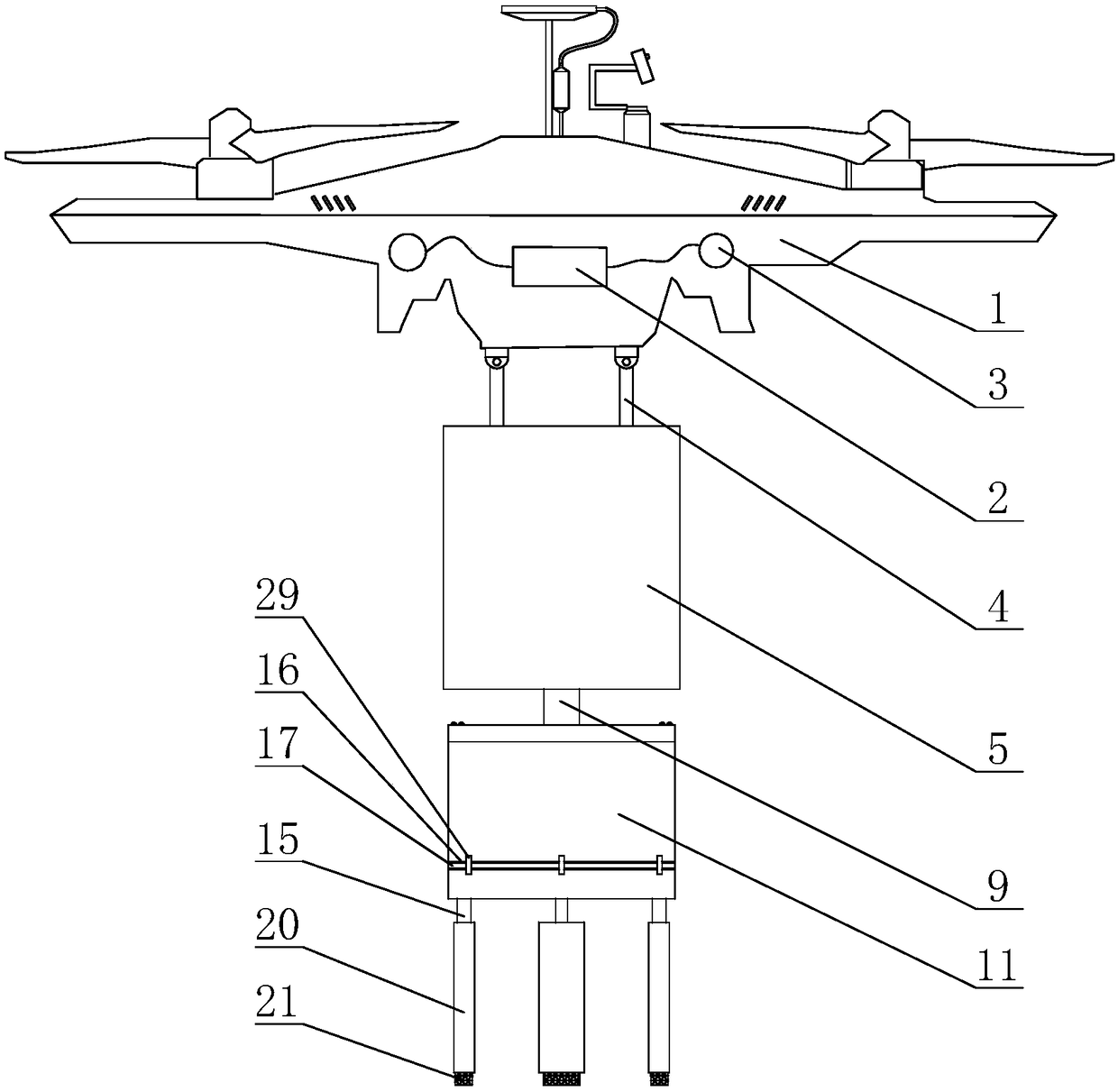 Unmanned aerial vehicle emergency safety landing device for bridge detection
