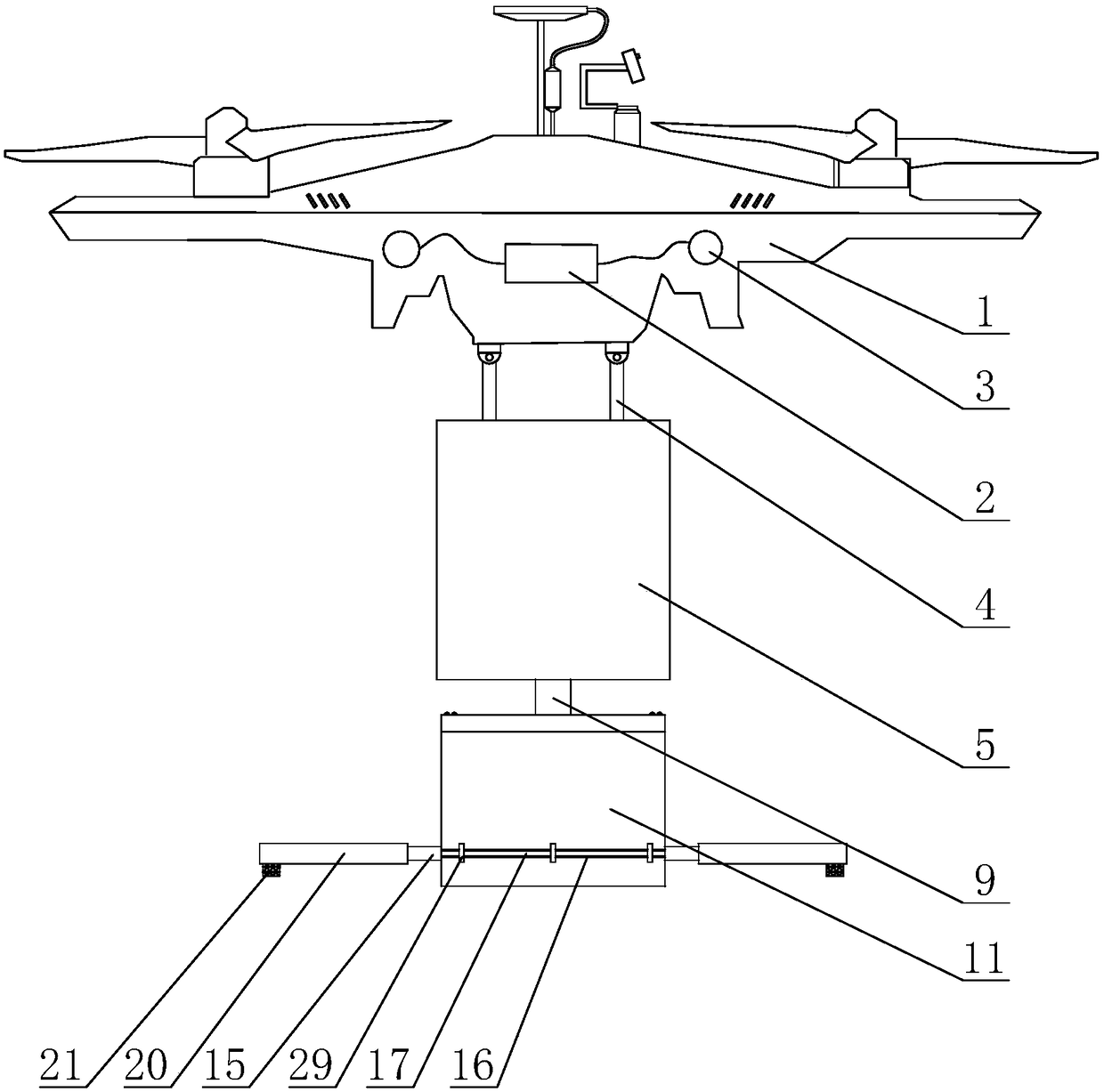 Unmanned aerial vehicle emergency safety landing device for bridge detection