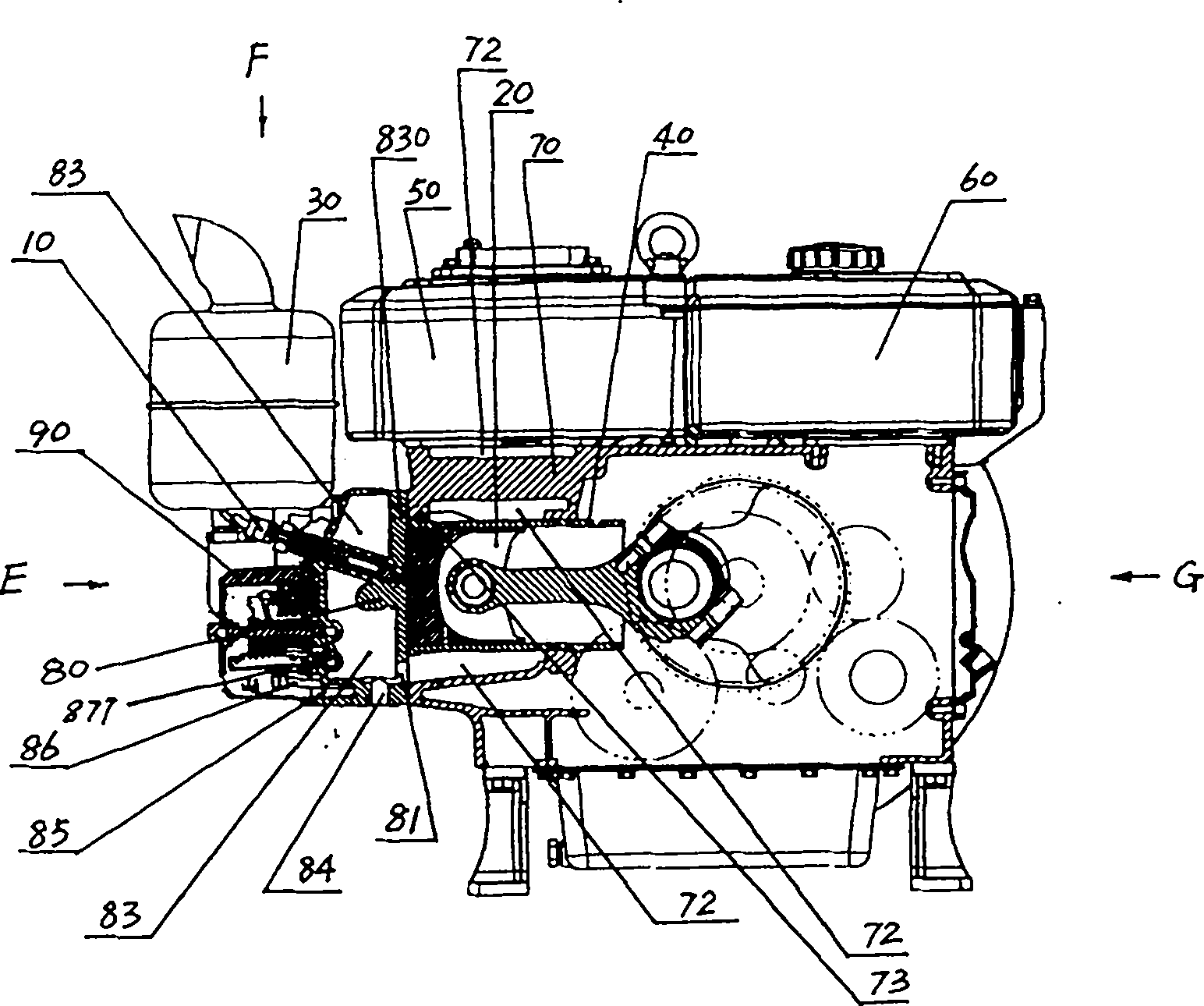 Water-cooled internal combustion engine cylinder head and water-cooled internal combustion engine with same