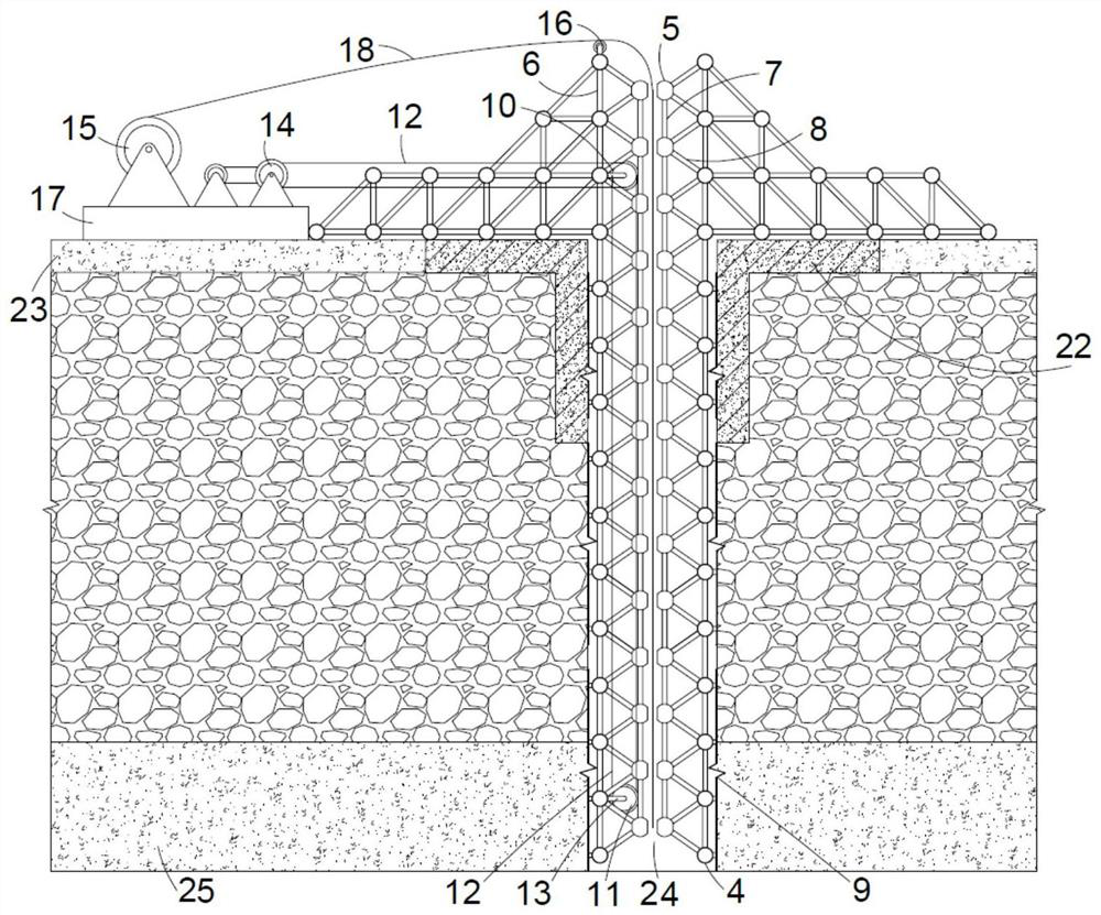 Geomembrane vertical laying device with groove body electromagnetic supporting function