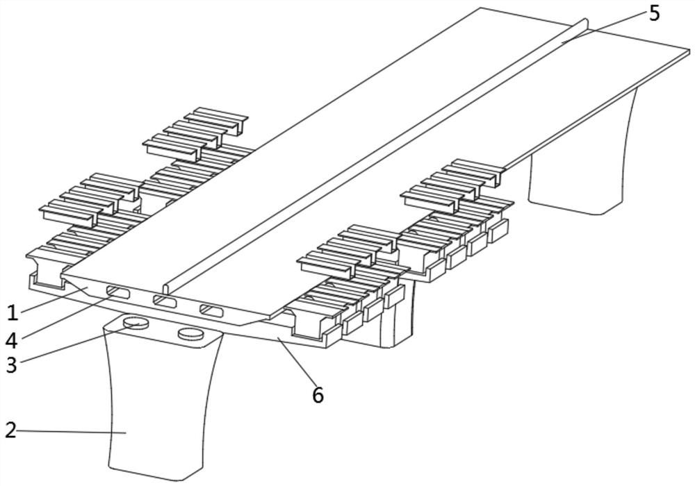Structure for widening bridge by additionally arranging steel bent caps on pier tops