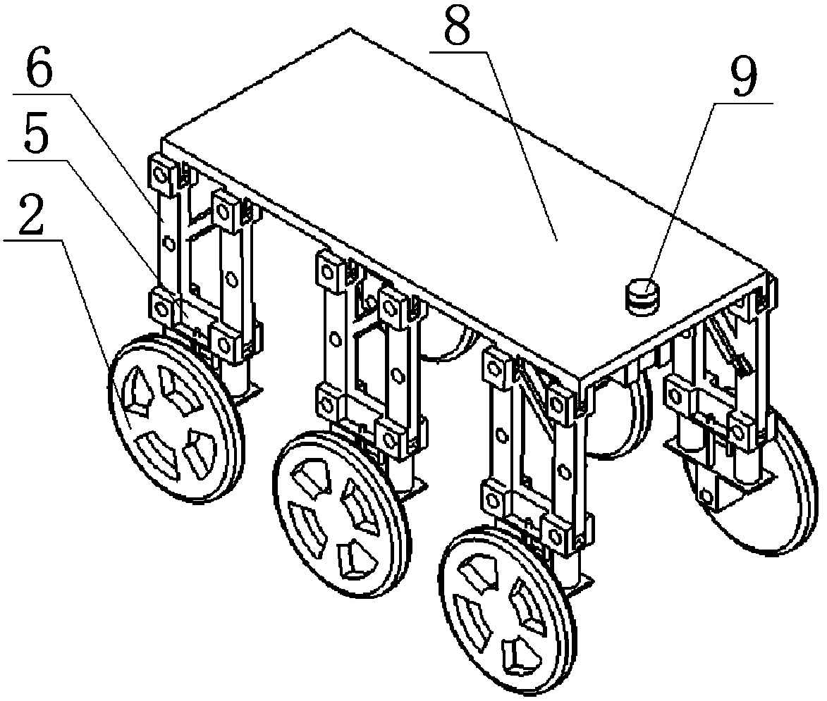 Suspended wheel type mobile platform capable of crossing obstacle