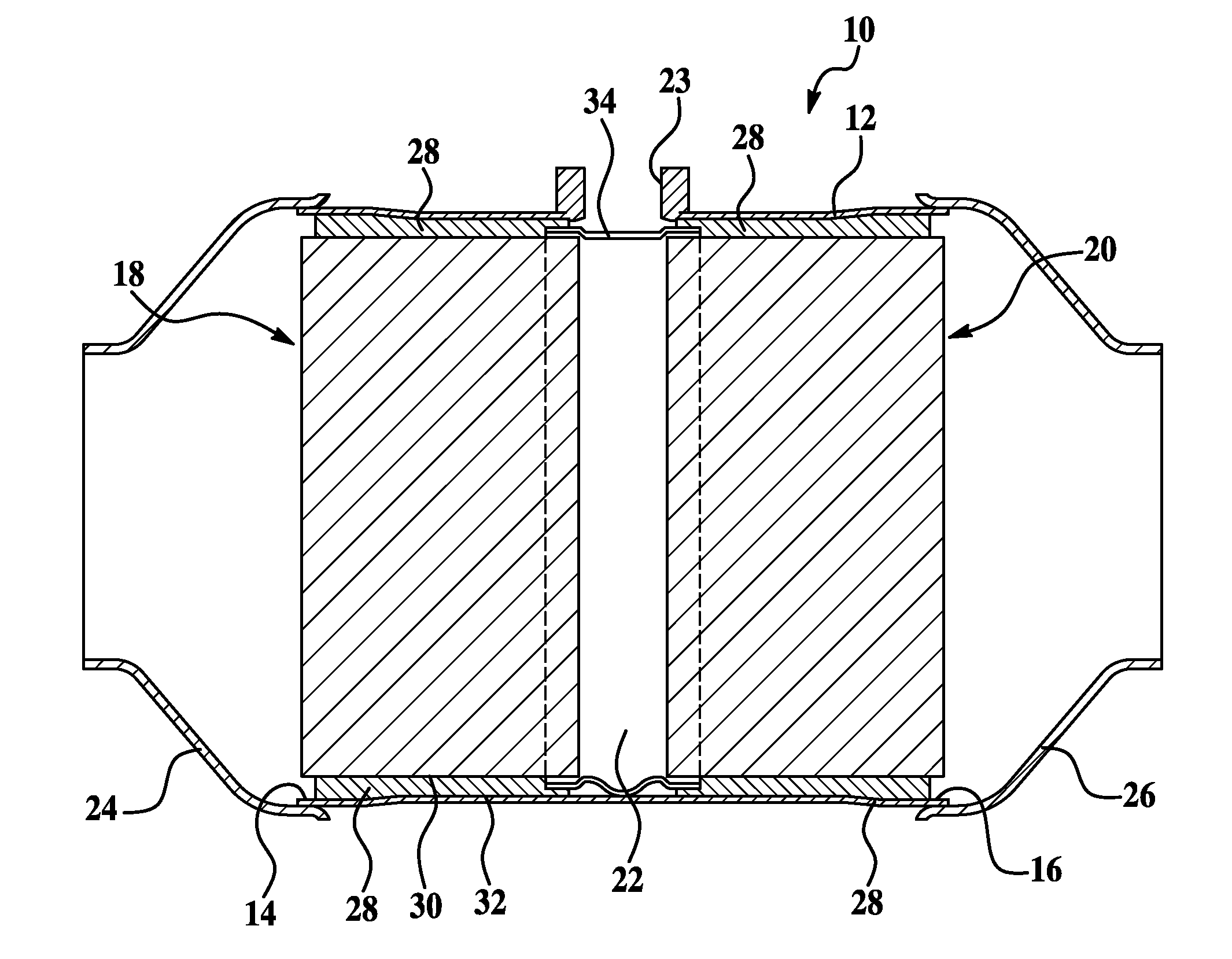 Exhaust treatment device with sensor and method of making