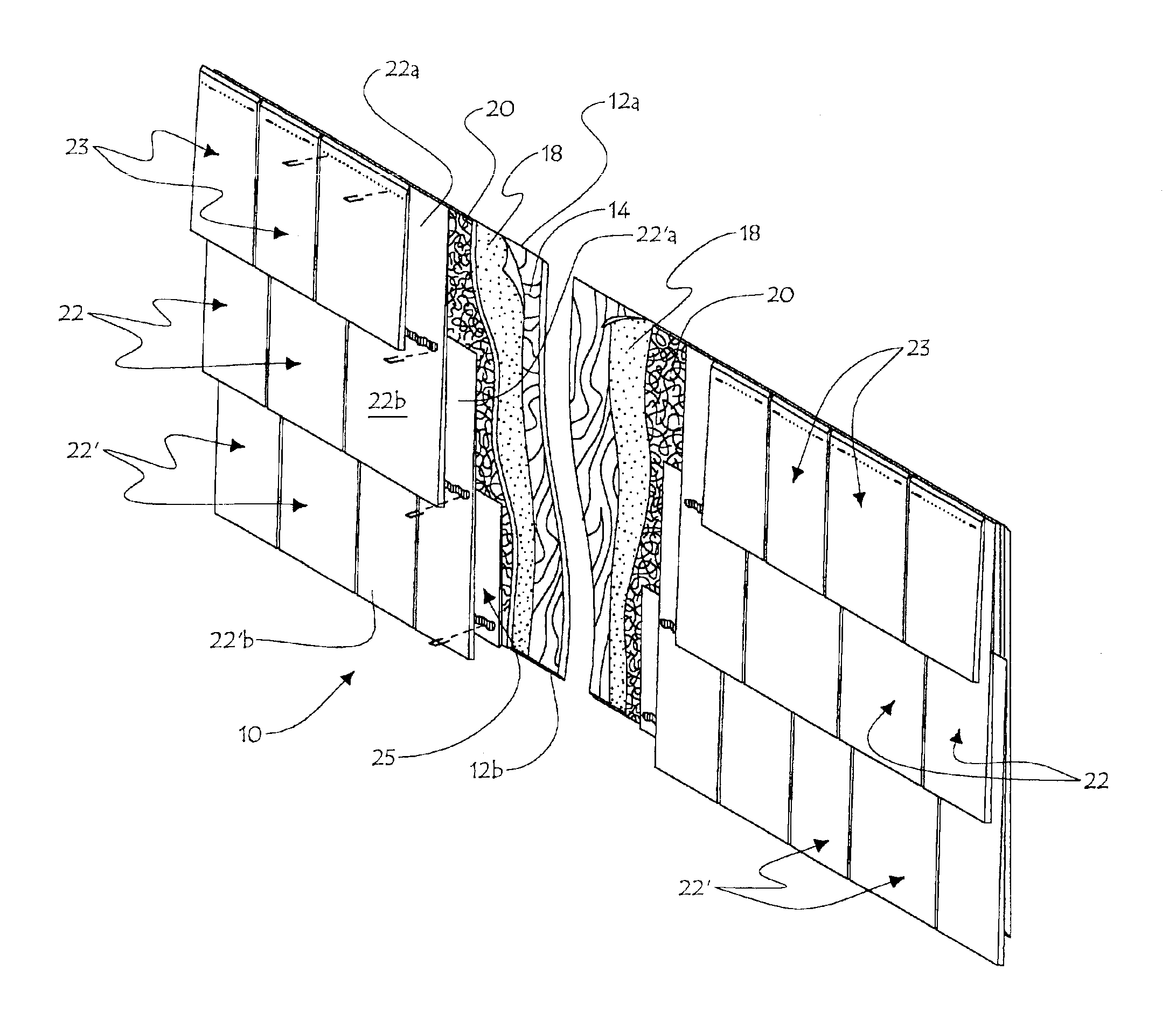 Panel mounted shingles assembly with ventilating screen