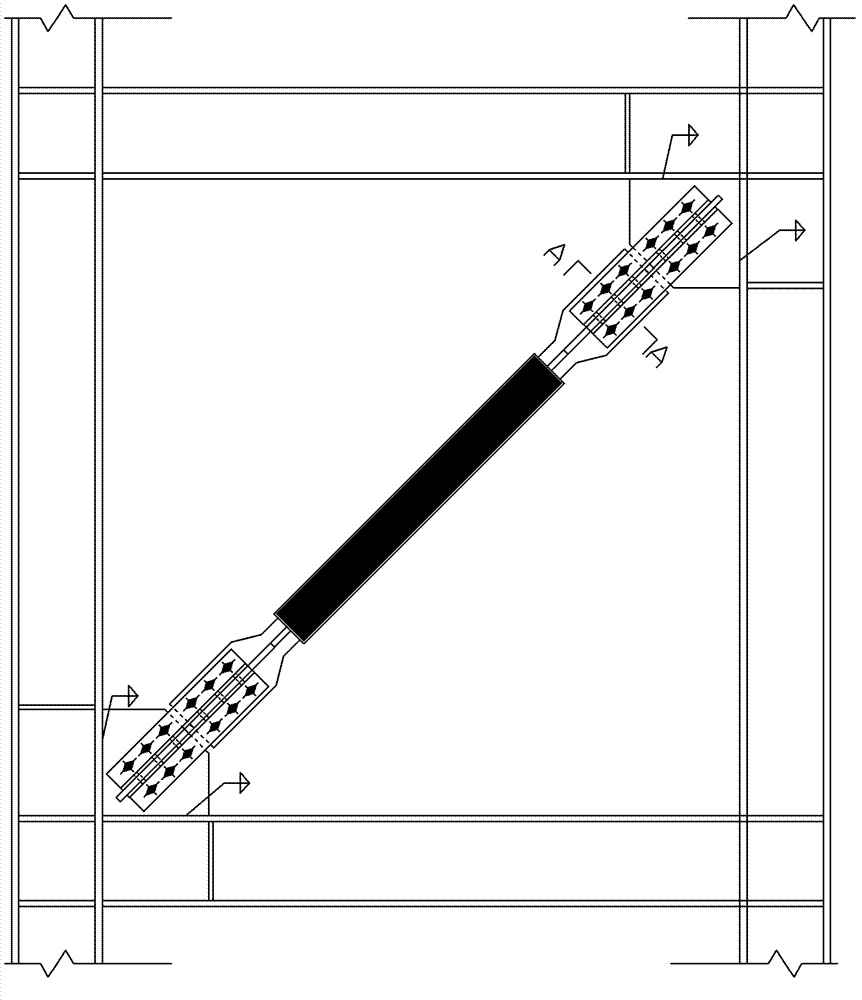 End part local elongation type anti-buckling support-beam-column connecting node
