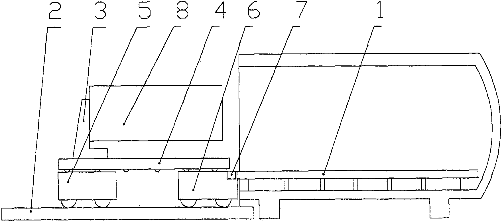 A device and method for transfer, docking and transfer positioning of a spacecraft inside and outside a space environment container cabin