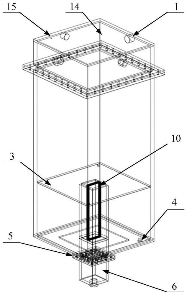 Plate-shaped fuel element outlet large-space jet flow visualization experiment device