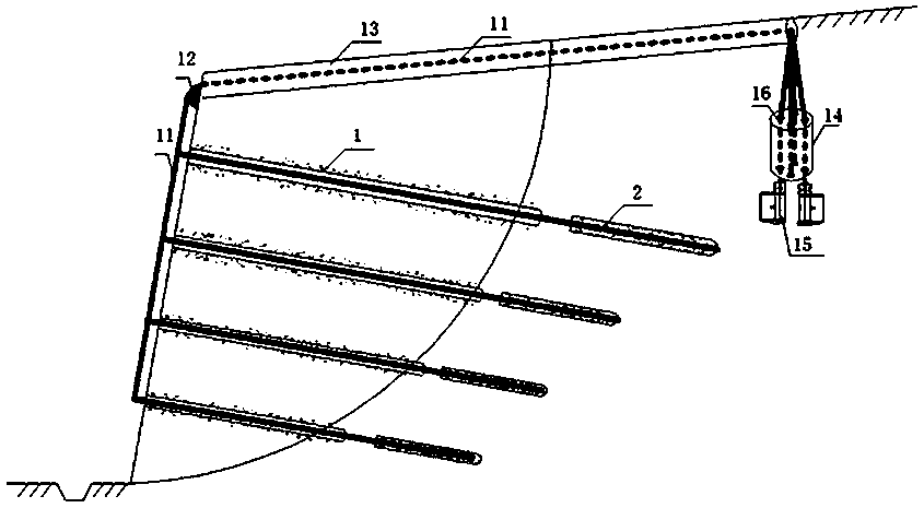 A layered internal lifting and unloading ground pull anchor and its construction method