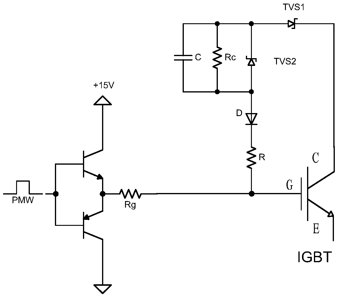 Active clamping circuit driven by IGBT