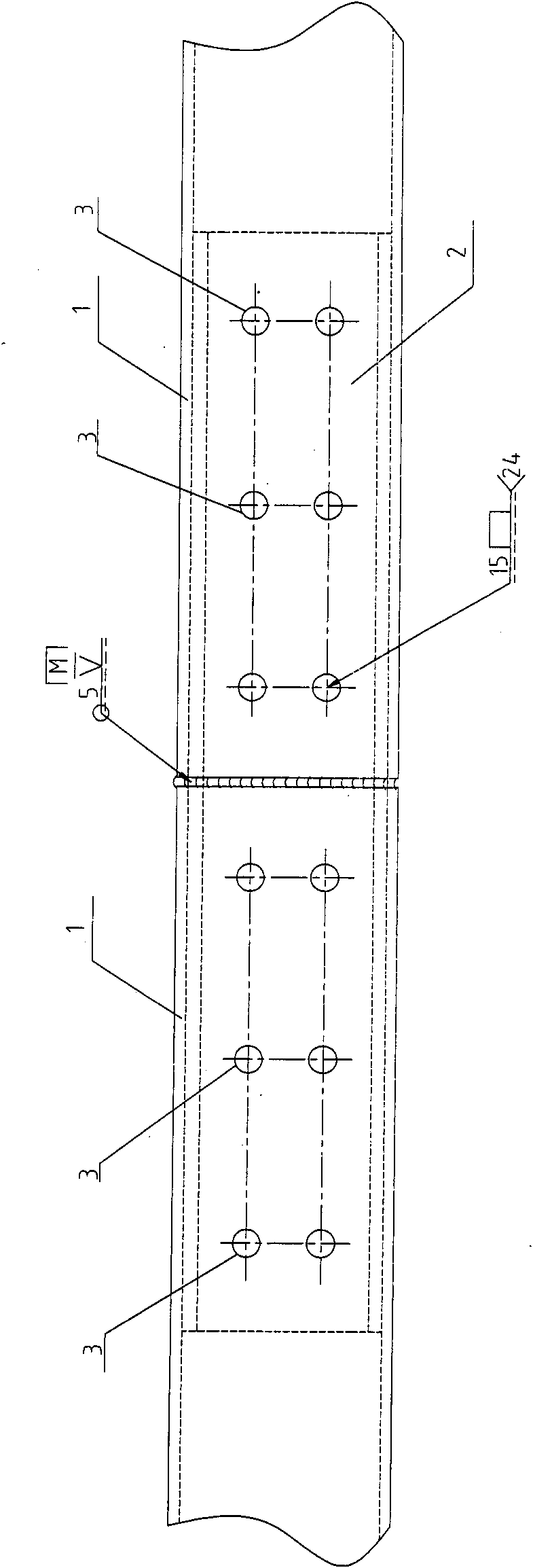 Main girder square steel splicing structure on escalator or moving pavement