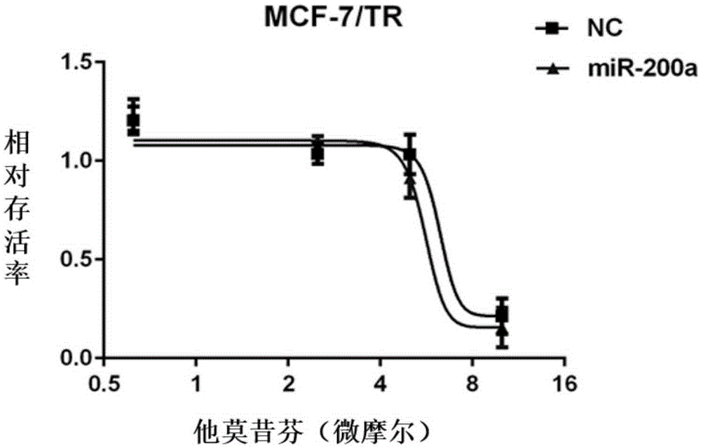 Tamoxifen drug resistance related microRNA molecule MiR-200a and application thereof