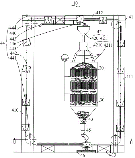 Steel-ball-dedusting type submerged-arc-furnace waste heat boiler capable of keeping balance of steel ball transport bucket