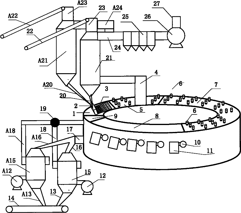 Semi-heat accumulating type rotating bed equipment and process for producing large-size high-activity lime