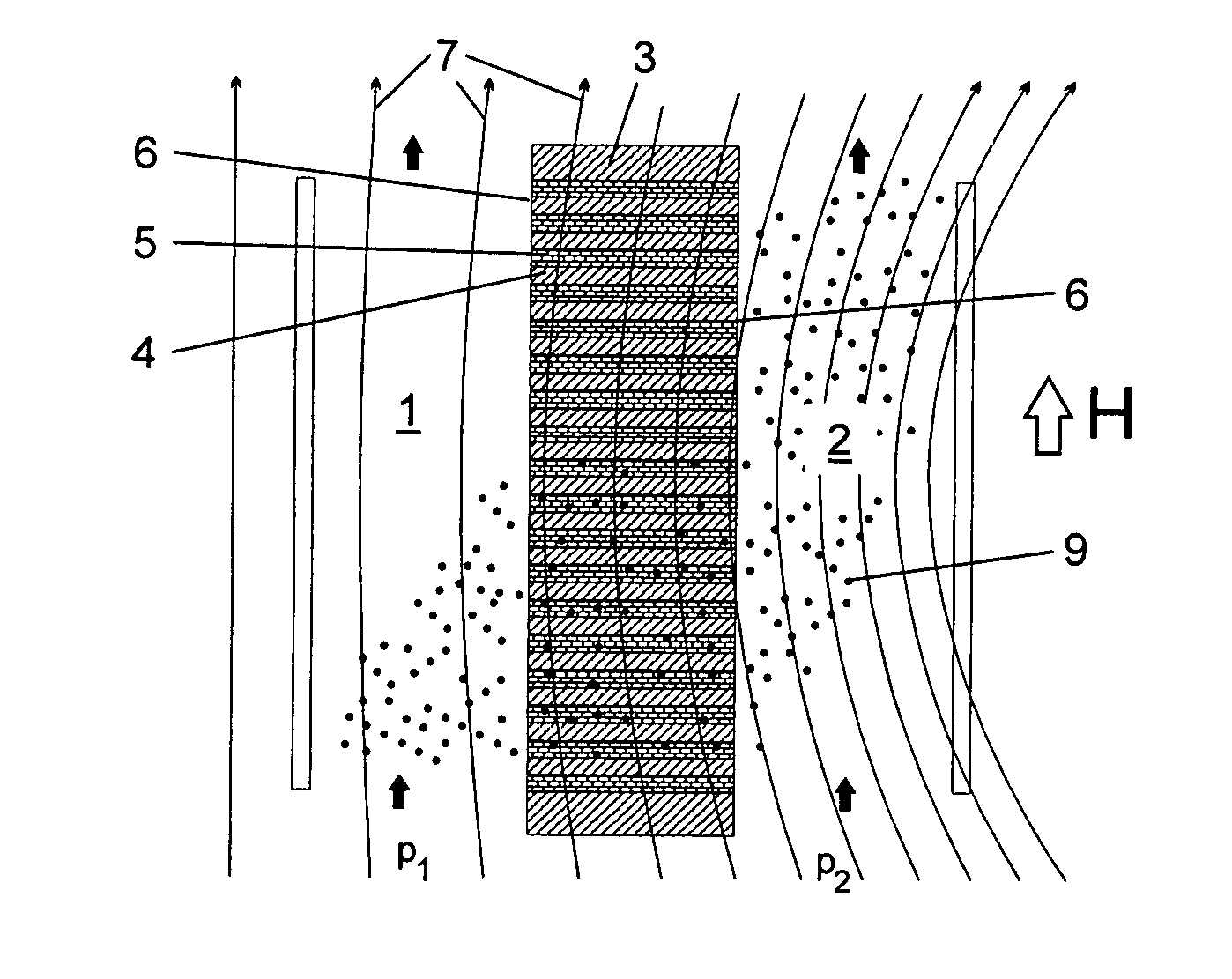 Semipermeable membrane system for magnetic particle fractions