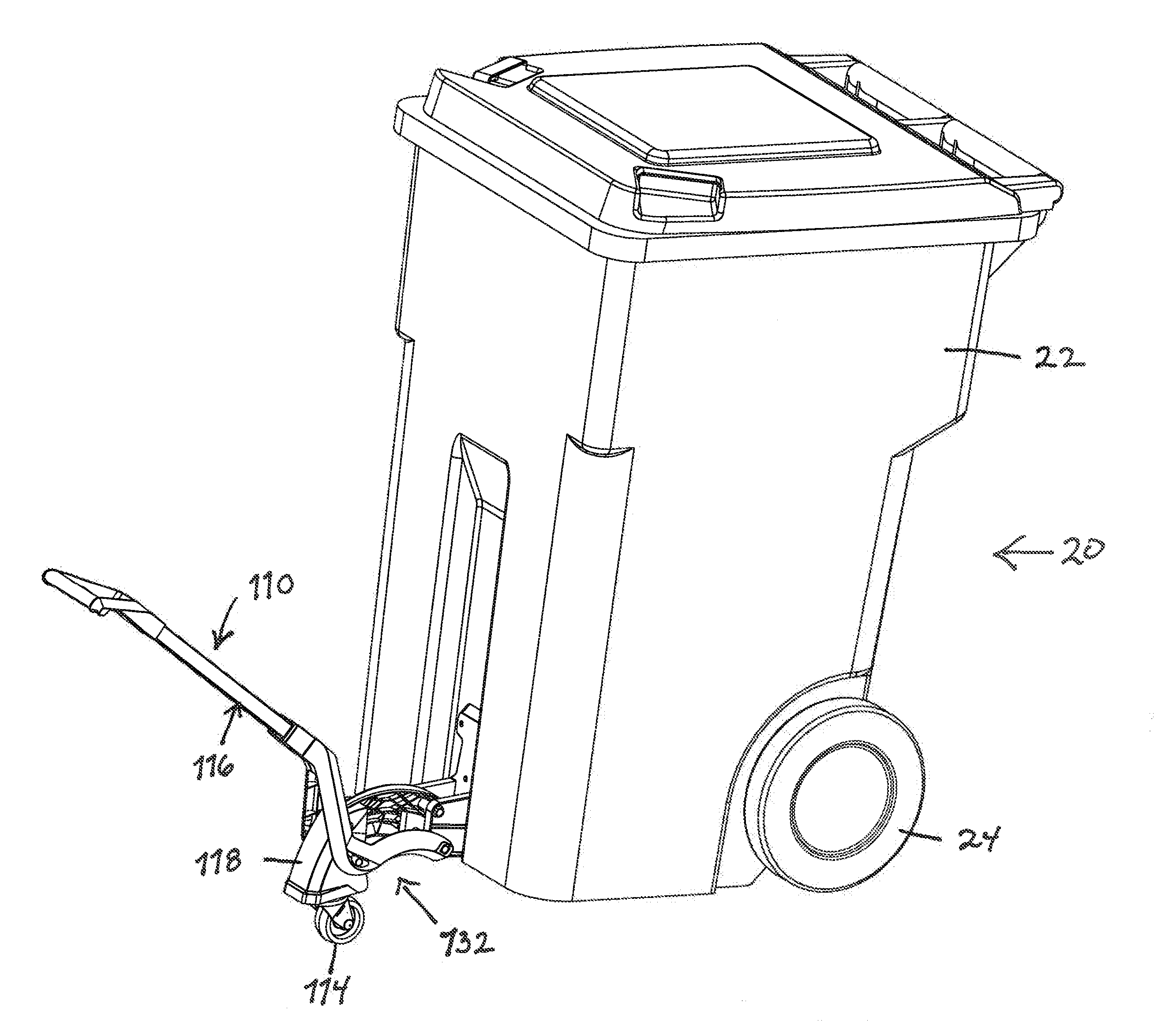 Auxiliary rolling system and waste bin including same