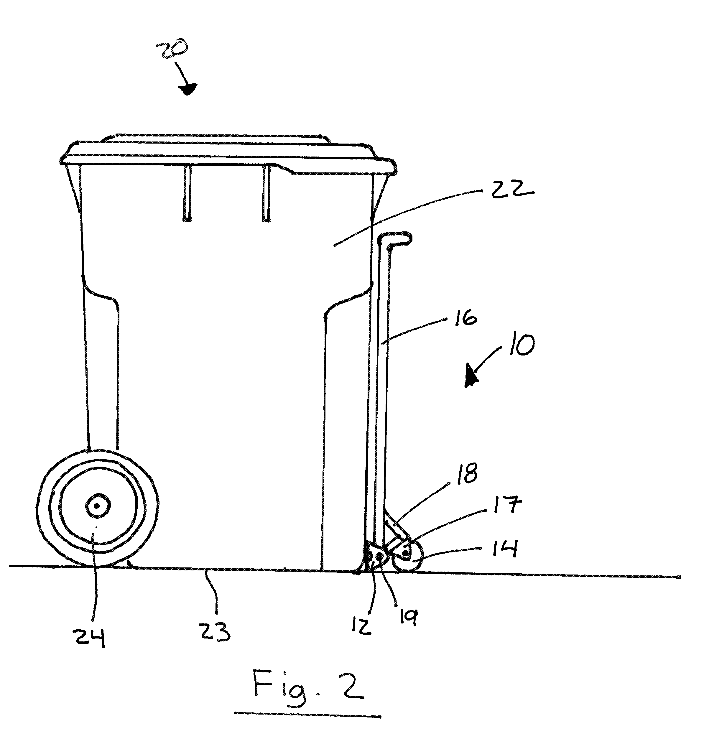 Auxiliary rolling system and waste bin including same