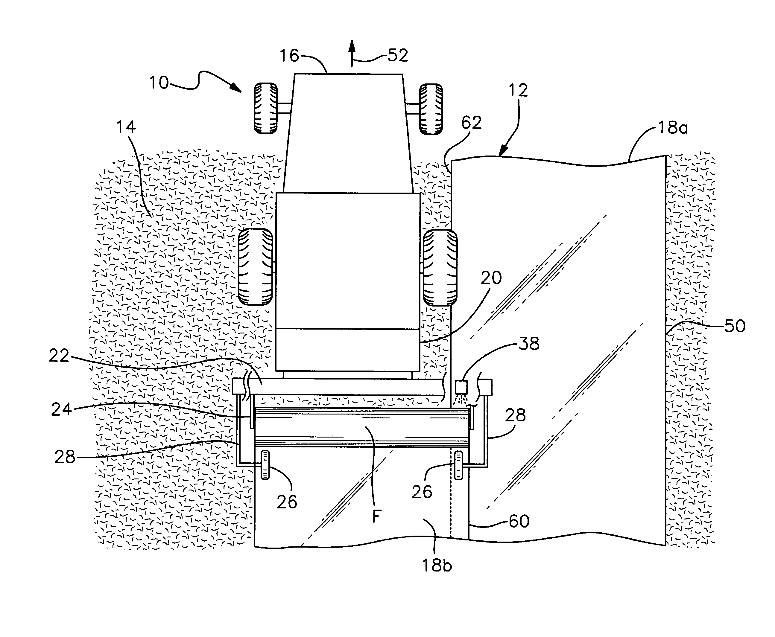 Melted hot glue system for applying broadcast soil fumigation film to an agricultural field