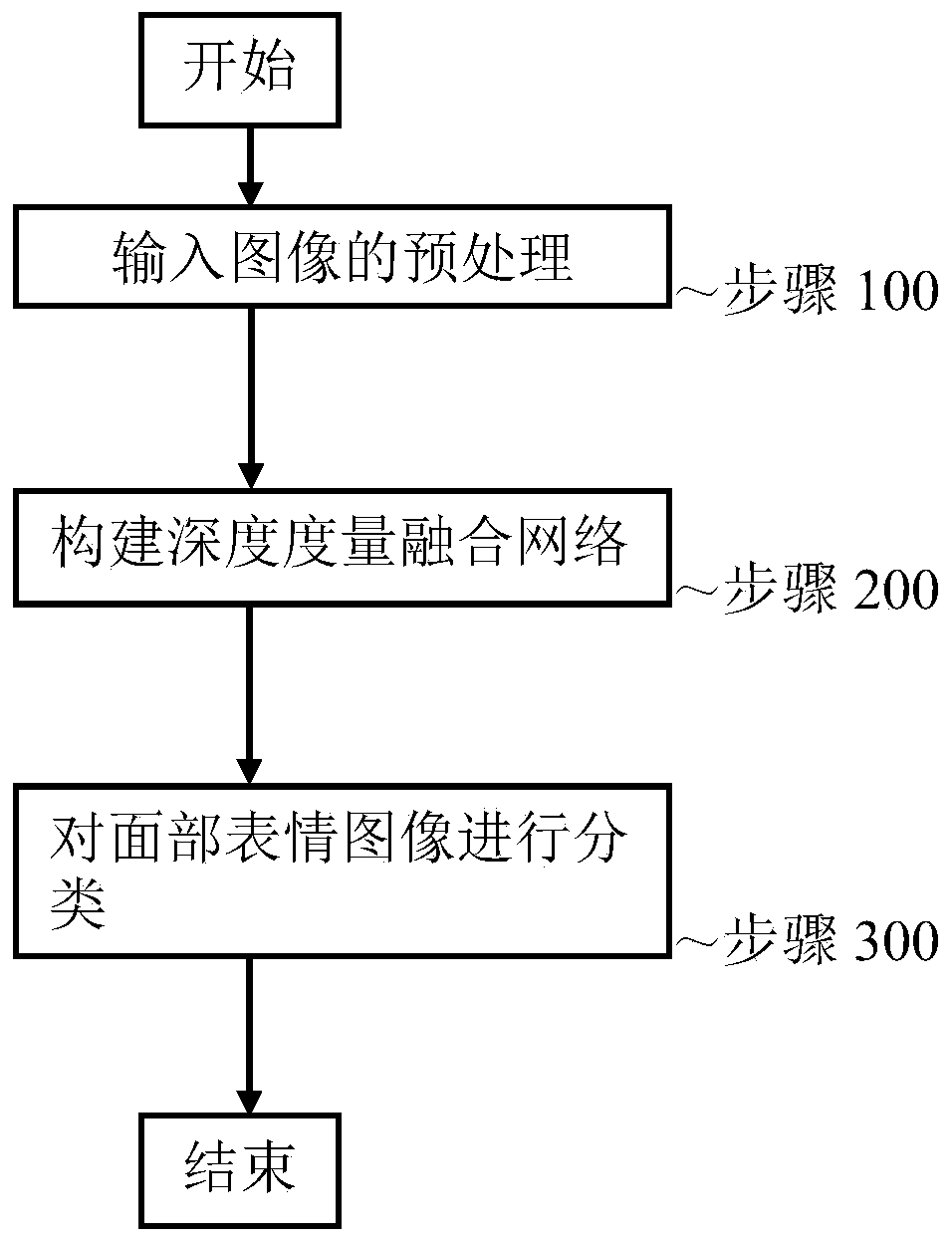 Facial expression recognition method based on depth measurement fusion network