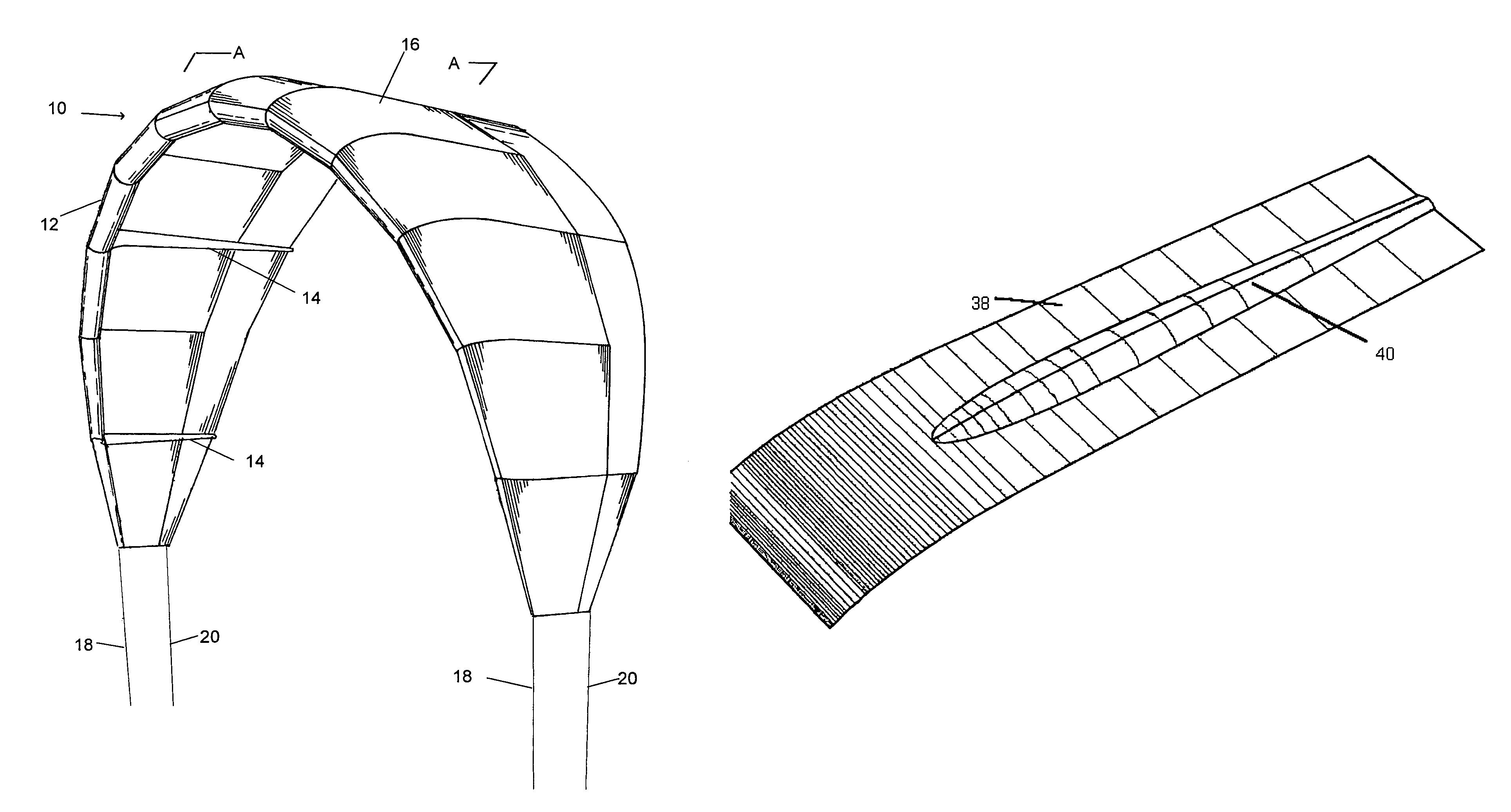 Wing with inflatable struts